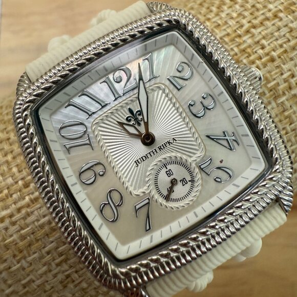 Judith Ripka Womens Watch With White Silicone Rope-Textured Strap not tested